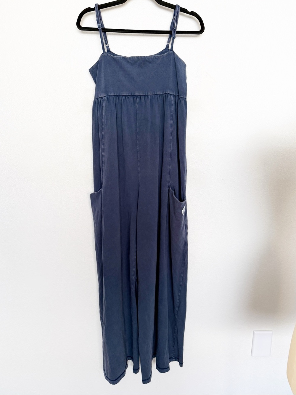 Free People Movement Hot Shot Strappy Wide Leg Jumpsuit Onesie Indigo Blue - Picture 3 of 12